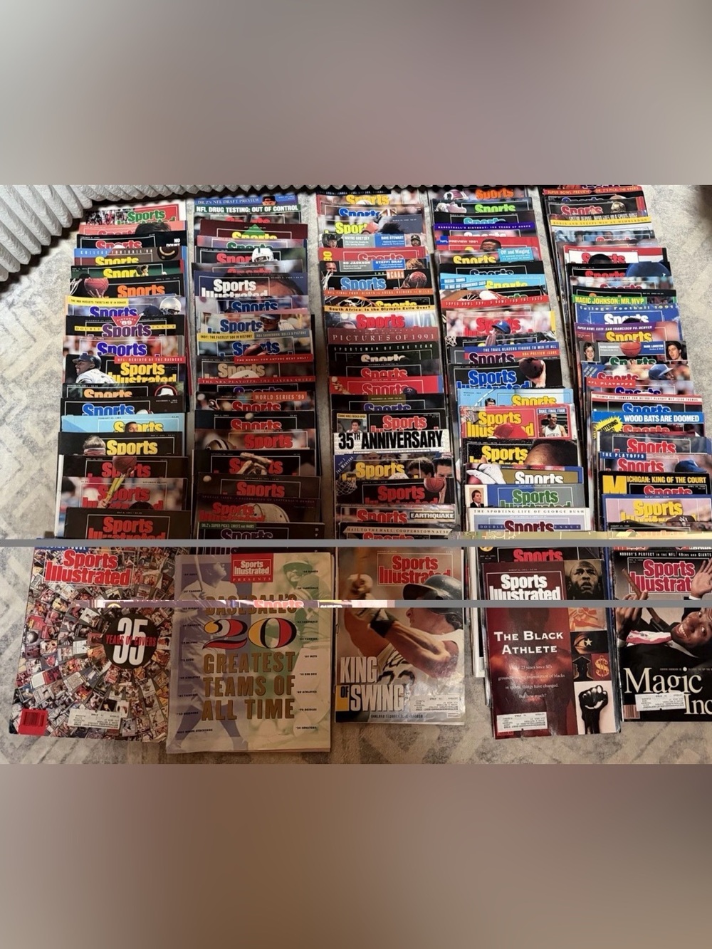 107 Sports Illustrated magazine’s from the 80’s and 90’s. Good condition.